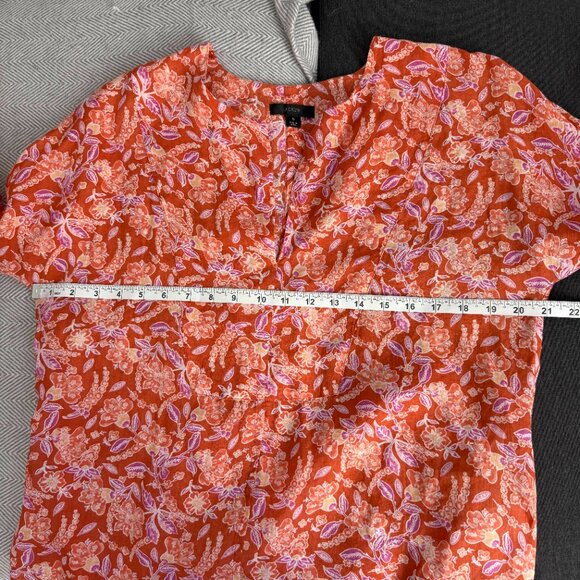 🌻 J.Crew Long-sleeve ramie tunic top in painted block print - Picture 9 of 10